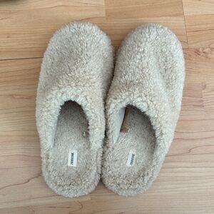 Zara Home Beige Fuzzy Slippers